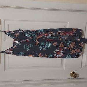 Multicolor asymmetrical sleeveless wrap dress in floral print